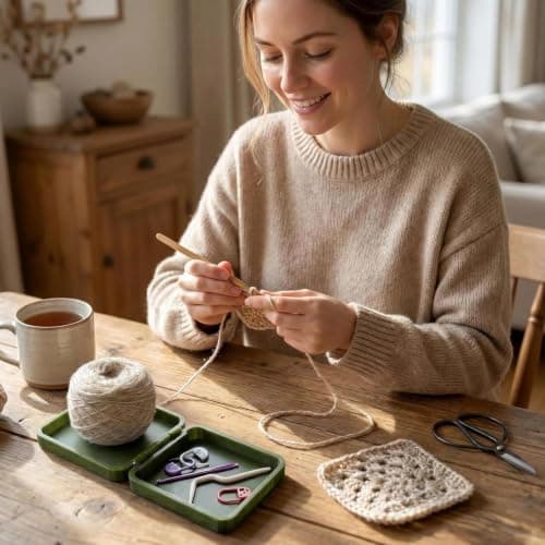 Portable Yarn Holder for Crochet & Knitting, Rotating Yarn Winder Spinner Box, Foldable Travel Yarns Spinner for Crocheting, Yarns Winder Wool Ball Holder Box Knitting Accessories, fors Crocheter Gift — view 6