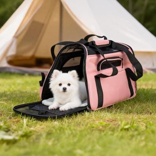 Minifactory Soft-Sided Pet Carrier Bag for Cats & Small Dogs – Foldable Travel Carrier with Breathable Mesh, 4 Storage Pockets, Removable Comfort Pad, Airline Approved (Pink, S) — view 6