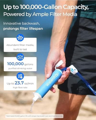 Waterdrop Water Filter Straw for Camping with Gravity Water Bag, Blue — view 6