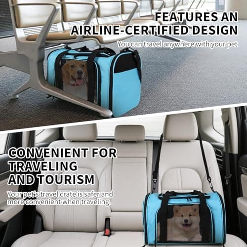 Yipincover Carriers Soft-Sided Pet Carrier Large Carrier for Medium Large Cats Dogs Under 35Lbs,Breathable Ventilated Design,Collapsible Roomy Carrier with Airline Approved(X-Large,Blue) — view 6
