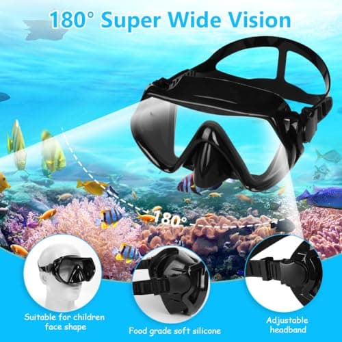AOOSA Snorkel Mask, Men Women Tempered Glass Diving Mask — view 3