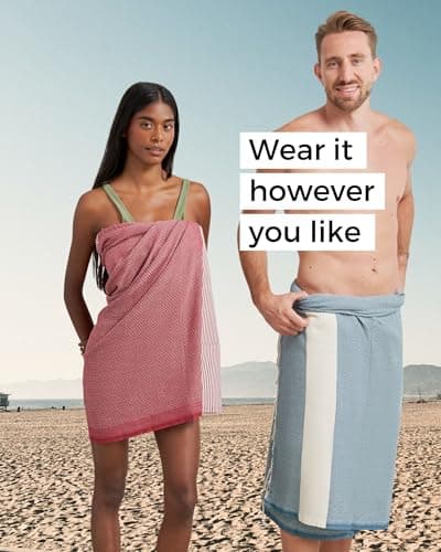 furora HOLIDAY Beach Towel for adults (cotton): Extra Large 100x200 cm / 39x79 Inch | lightweight, wearable Turkish Towel Fouta, sand free | Travel Towel, Picnic Blanket, Women Men Holiday Essentials — view 6