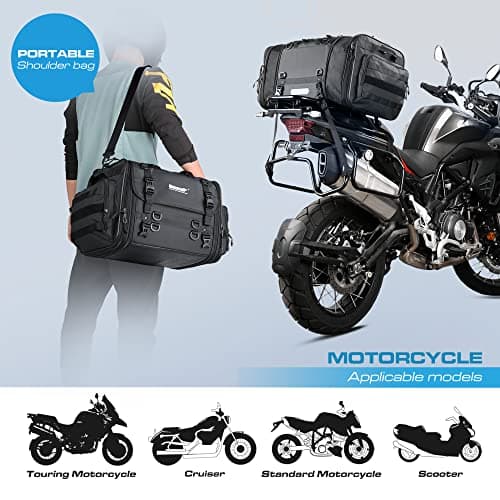 Rhinowalk Motorcycle Tail Bag - 40-60L Expandable Motorbike Helmet Bag with Waterproof Rain Cover — view 5