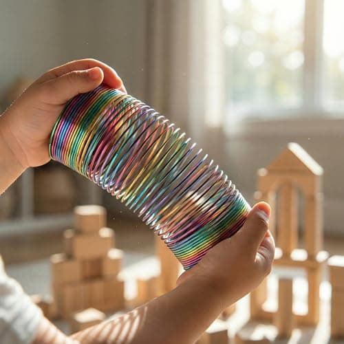 Storm&Lighthouse Metallic Chroma Rainbow Spring Toy Plastic Coil Random Design Sent Fidget Toy for Kids and Adult, Retro Magic Spring Party Bag Filler Colourful Stretchy Bouncing Fidget Toy — view 6