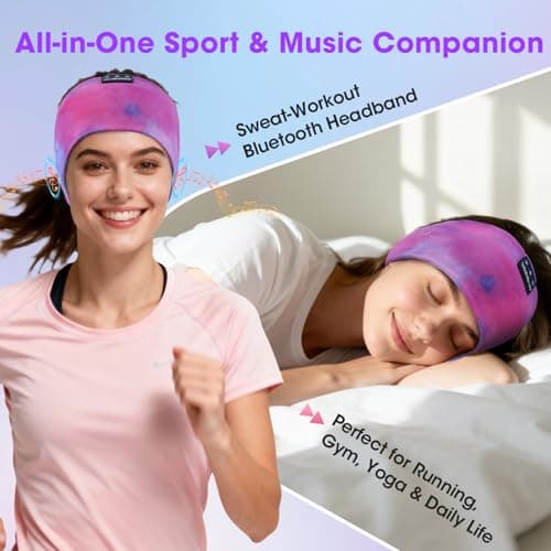 LC-dolida Sleep Headphones Ultra-Soft Bluetooth Headband with 4-Way Stretch & No-Slip Yoga Headband with Music, Wireless Sport Headphones for Running, Gym | 15H Playtime, Hi-Fi Sound — view 4