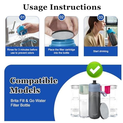 8 Pack Water Bottle Filter Discs Compatible for Brita Fill & Go Filter Bottles, Micro Disc Replacement Filter Compatible with Brita Water Bottle, Water Filter Discs Reduce Chlorine, Microparticles in — view 5