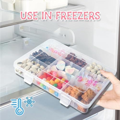 sesameless Snack Box for Kids, Snack Box with 18 Removable Grids Compartments, Multi Plastic Snackle Box Trays with compartment for travel plane (20.1×14.9cm) — view 6