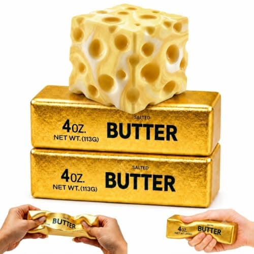 3Pcs Golden Butter and Cheese Squishy Toys, Slow Rising Fidget Toy