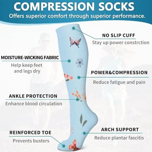 Compression Socks for Women and Men 15-20 mmHg 6 Pack Compression Stockings Circulation-Best Support for Medical,Running,Nursing,Athletic (C-Assorted-6, Small-Medium) — view 6
