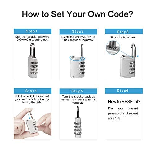 Combination Padlocks, 4 Digit Security Padlock, [2 Pack] Combination Lock for School Gym Suitcase Luggage — view 3