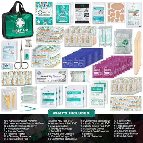 200 Pieces First Aid Kit with Hospital Grade Medical Supplies - Includes Emergency Blanket, Bandage, Scissors - Great for Home, Outdoors, Office, Car, Travel, Camping, Hiking, Boating (Green) — view 2