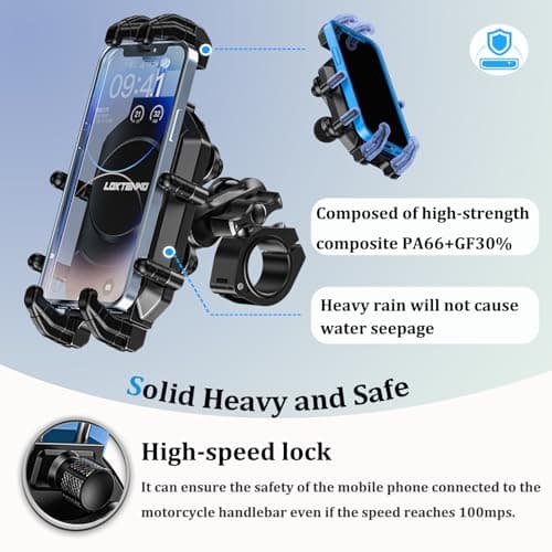 LOKTENWO Adjustable Motorcycle Phone Mount with Triple Vibration Dampener — view 3