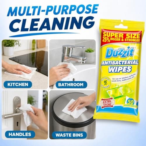 12 pack Antibacterial Wipes 600 Jumbo Wipes, Extra Strong 25% Bigger & Stronger, Multi-Purpose Household Cleaning Wipes for Kitchen, Bathroom, Bins & Surfaces — view 5