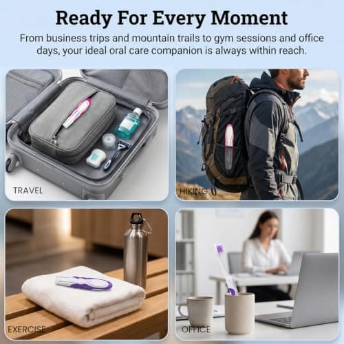 2Pcs Folding Toothbrush, Portable Travel Toothbrush Set, Lightweight Soft Tooth Brush for Travel, Camping, Hiking, Office (Pink & Purple) — view 4