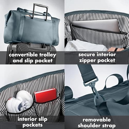 Fit & Fresh Premium Neoprene Weekender Bag, Travel Bag with Trolley Sleeve, Large Overnight Bag, Carry on Bag, Duffel Bags, Gym Bag, Basalt, Carry-On, Neoprene Weekender Duffel Bag — view 4