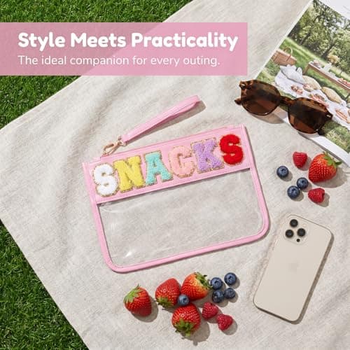 Emergency Snack Bag for Kids & Women, Dark Pink Canvas Zipper Pouch for Travel, School & Gym, Reusable Holiday Essentials Organizer for Cosmetics & Toiletries — view 5