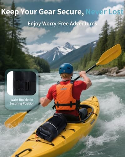 ECOHUB Waterproof Dry Bag with Waterproof Phone Case, 20L Roll Top Lightweight Dry Backpack with Long Adjustable Shoulder Strap for Kayaking Hiking Canoeing Floating Rafting Swimming, Classic Black — view 6