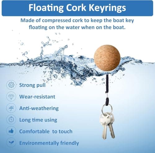 MUWWOEE 2 PCS Floating Cork Keyrings, 53mm Floatable Wooden Ball Key Chain, Cork Keyring Float, Floating Keyring, for Swimming Diving Fishing Canoeing Sailing Kayaking Marine Boat — view 5