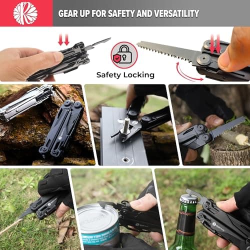 RODYVAN Multitools, 19-in-1 Stainless Steel Multi Tool Pliers with Scissors, Screwdriver Set, Bottle Opener, Survival Camping Accessories. Gift for Men Dad. DIY Tool kit for Outdoor Activities — view 3