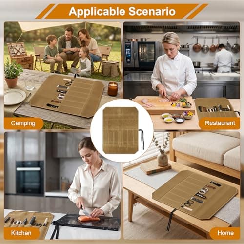 Hahorpa Chefs Knife Roll Bag, Waterproof Canvas Chef Bag with 7 Slots — view 5