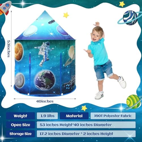 Kids Astronaut Galaxy Play Tent - Large Pop-Up Space Playhouse for Boys and Girls, Indoor/Outdoor Foldable Tent, for Toddlers and Children — view 6