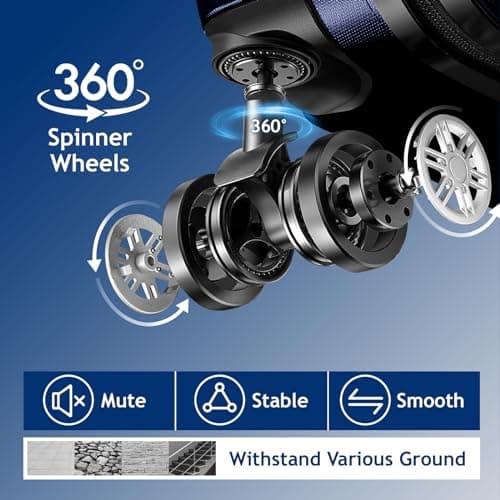 Karl home Set of 3 Suitcase Set, Luggage Sets with 4 Rolling Spinner Wheels TSA Lock, Lightweight Hardside Carry On or Check in Trolley Travel Case, Navy Blue ABS Hard Shell — view 2