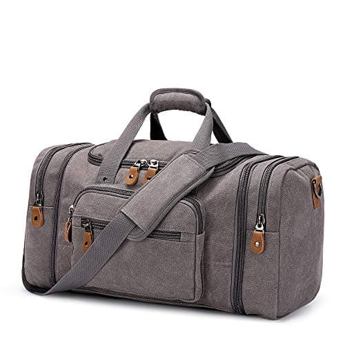 Gonex 50L Expandable Canvas Holdall for Men, Travel Duffle Overnight Bag
