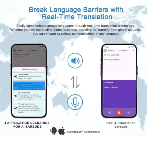 HYGMOCC AI Language Translator Earbuds, Supports 144 Languages,Online Translation Real Time,Earphone 3-in-1 Accents，Earbuds Perfect for Travel Business and Learning Voice Language Translator（Black） — view 5