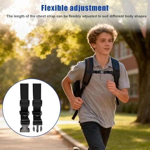 2Pair Adjustable Backpack Chest Strap,Chest Belt with Buckle & Slide D-Ring — view 6