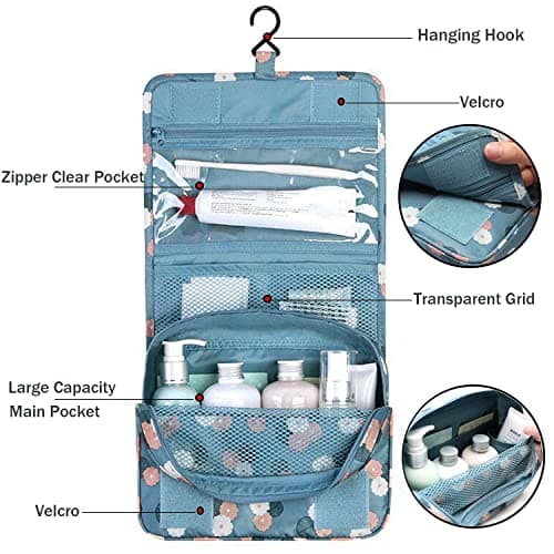 Travel Toiletry Bag, YYGOJOY Hanging Wash Bag Makeup Cosmetic Organizer Bags, Portable Hanging Toiletries Bags for Men Women Girls Waterproof Multifunctional (Leopard Print) — view 2