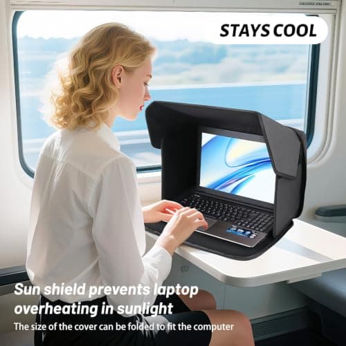 Laptop Sun Shade Cover Sleeve Bag 2in1 Foldable Laptop Hood Privacy Shield — view 6