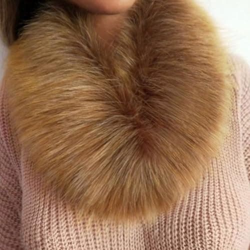 Momolaa Clearance Faux Fur Collar Women's Neck Warmer Scarf Wrap Fluffy Fake Fur Scarf Wrap Winter Neck Warmer Coffee — view 2