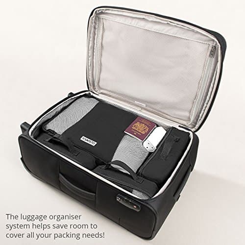 Savisto Packing Cubes 6 Piece Set, Durable & Lightweight Travel Essentials For Suitcases - Includes 1 XL, 2 L, 2 M, 1 S - Available in 8 Stylish Colours - Black — view 3