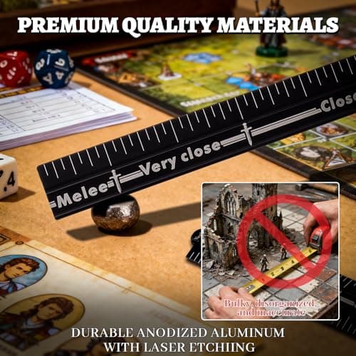 VarLaa Foldable Aluminum RPG Range Ruler with Dual Scale & Pencils — view 5