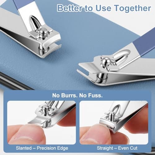 ALIIP Manicure Set 7-Piece Professional Nail Clipper Set with Leather Case, Portable Travel Nail Care Kit for Women, Stainless Steel Nail Grooming Kit for Home & Gifts,Blue — view 3