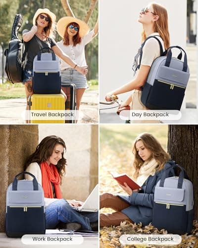 LOVEVOOK Backpack Womens, 15.6 Inch Laptop Rucksack Bag for Ladies, Lightweight School Bag with USB Port & Anti-theft Pocket, Stylish Daypacks Back Pack for College Uni Work Travel, Blue — view 6