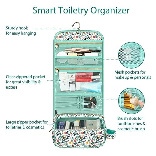 FINPAC Portable Toiletry Travel Wash Bag, Large Hanging Makeup Organiser — view 2