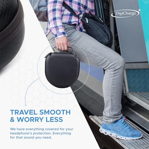 Digicharge Carry Case for Sony WH-CH520 / WH-CH510 / MDR-ZX110, JBL LIVE 680NC / Tune 520BT / 510BT Headphones Wireless Bluetooth Flat Folding On-Ear, Protective Cover Travel Storage Bag — view 6