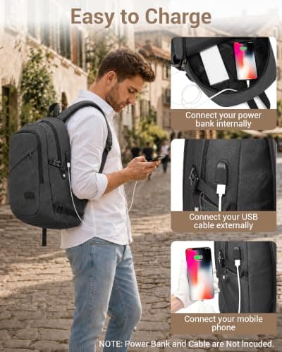 Kono Laptop Backpack School Bag Anti Theft Rucksack for Men Dark Grey — view 4