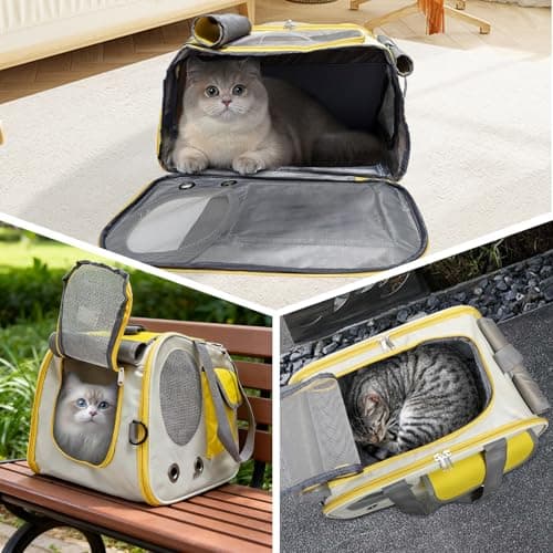 Cat Carrier,Pets Dog Carriers for Travel, Soft-Sided Breathable Mesh Pets Carriers For Small-Medium Cats Puppies, Airline Approved- Yellow — view 4
