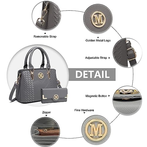 Miss Lulu Handbag for Women with Purse, PU Leather Top Handle Shoulder Bag — view 3