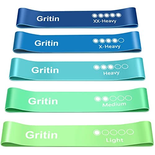 Gritin Resistance Bands, Set of 5 Skin-Friendly Resistance Exercise Band