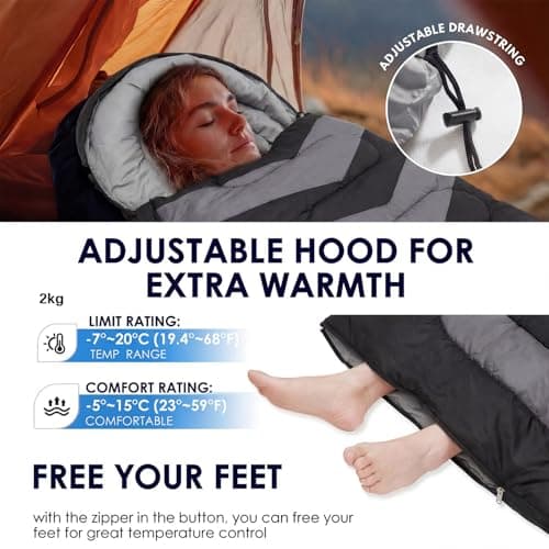OFFASST Winter Sleeping Bag -15 °C to 0 °C, Winter Sleeping Bag Outdoor for Adults and Children - Ultra Light Camping Sleeping Bags with Compression Bag, Lightweight and Warm as a Blanket Sleeping Bag — view 6