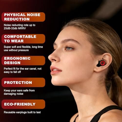 Ear Plugs Wind Noise,45db Earplugs Riding,Motorcycle Hearing Protection,Reusable Wind Noise Cancelling Earplug for Motorbike,Touring,Racing,Riding,Sleep,Concerts (Black and Red) — view 2