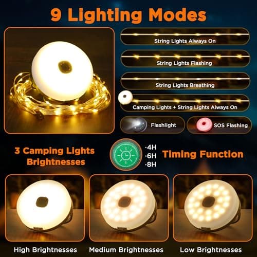 Famgoods Camping String Lights, 32.8Ft, USB Rechargeable — view 3