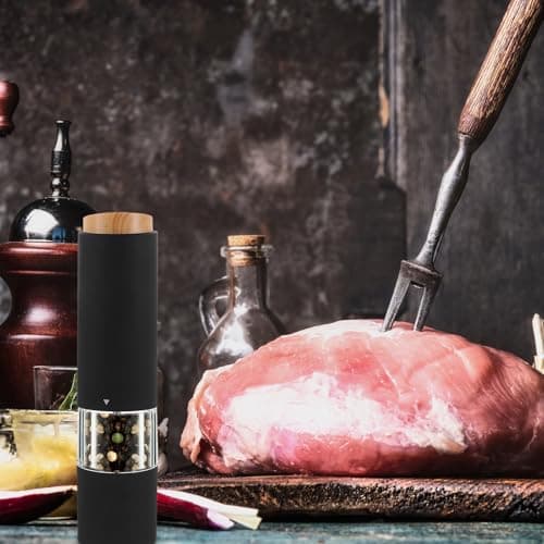 Electric Pepper Salt Grinder with Window, Black — view 6