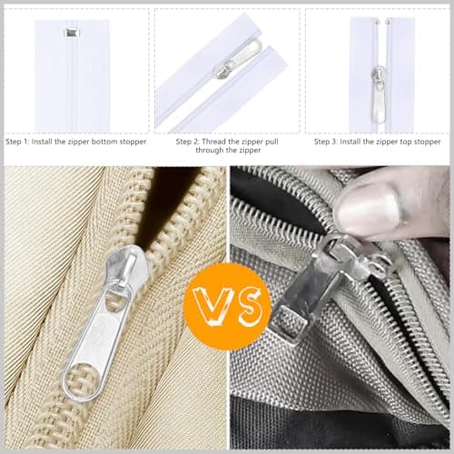 DOITEM 20Pcs Silver Zipper Repair Kit Zippers Replacement 5# Zipper Pull Rescue Kit for Clothing Jackets Purses Luggage Backpacks — view 3