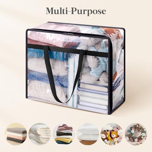 Lifewit 4 Pack Clear Storage Bags, 40L Plastic Clothes Storage Bags — view 4