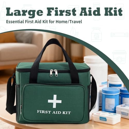 Amagogo Empty First Aid Bag Emergency Medical Bag with Adjustable Shoulder Strap Multipurpose First Aid Kit Travel Multi Pockets Utility Pouch for Traveling Outdoor, Green — view 2