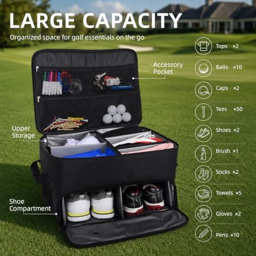 HPLSZCN 2 Layer Golf Trunk Organiser for 2 Pair Shoes,Golf Gifts for Men — view 3